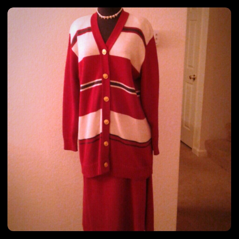 Two piece sweater & skirt.